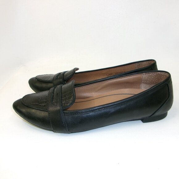 Vionic Savannah Black Crocodile Embossed Leather Flats US Women's Size 7 - Picture 3 of 6